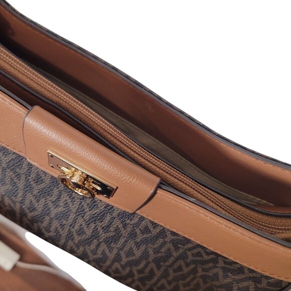 Jones New York Brown Signature Monogram Vinyl Crossbody Shoulder Bag W/Adj strap - Picture 5 of 12